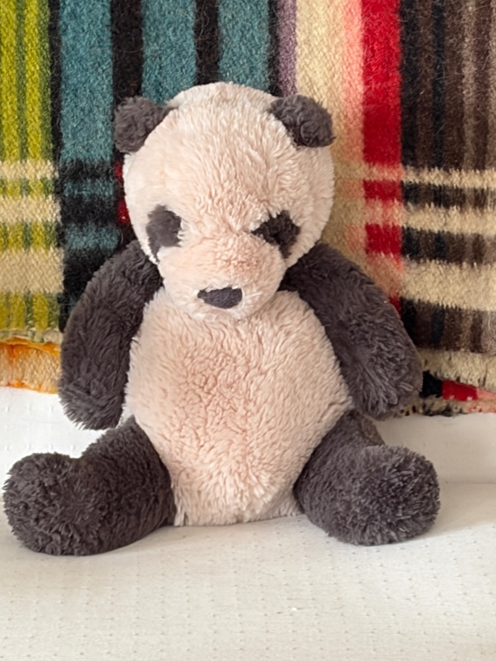 Jellycat London Puffles Panda Bear 10" Floppy Soft Plush Charcoal Gray Cream LN